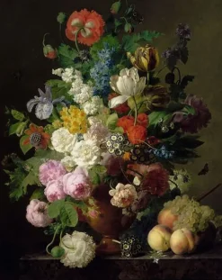 Boutiques de musées Vase de fleurs, raisins et pêches (toiles encadrées) Clearance