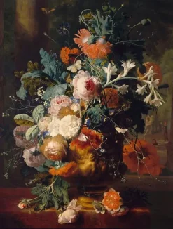 Panneaux Acryliques|Toiles Encadrées<Boutiques de musées Vase de fleurs sur fond de parc avec statue (panneaux acryliques)