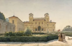 Boutiques de musées Villa Médicis : vue générale avec des personnages en costume Renaissance (panneaux aluminium) Discount