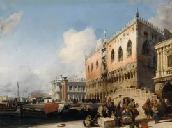Panneaux Aluminium|Affiches D'Art Encadrées<Boutiques de musées Vue de Venise, le quai des esclavons et le palais des Doges (panneaux aluminium)