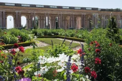 Boutiques de musées Vue extérieure du Grand Trianon : péristyle côté jardins, façade sur le Parterre haut (panneaux acryliques) New