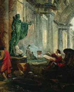 Panneaux Acryliques|Toiles Encadrées<Boutiques de musées Vue imaginaire de la grande galerie du Louvre en ruines (panneaux acryliques)